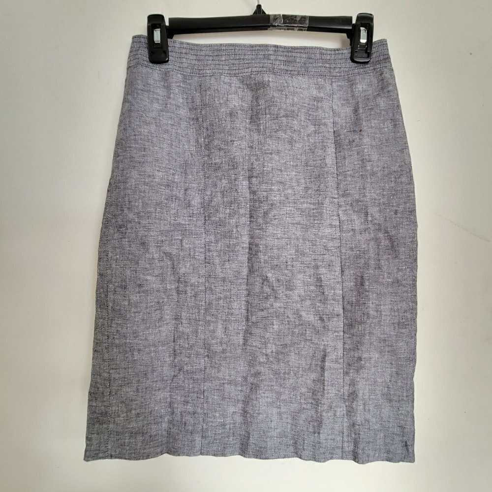Banana Republic Heather Gray Linen Career Pencil Career Work Skirt Size 0